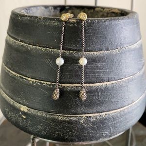 Diamond & Pearl Dangle Earrings